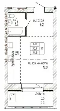 1-к кв. Алтайский край, Новоалтайск ул. Титова, 6 (34.2 м)