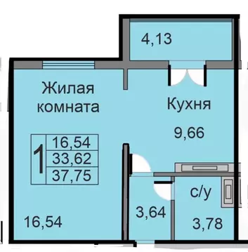 1-комнатная квартира: Калуга, Минская улица, 10 (37.8 м)