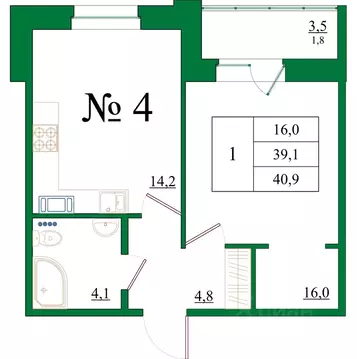 1-к кв. Ленинградская область, Гатчина Красносельское ш., 4Ак1 (40.9 ...