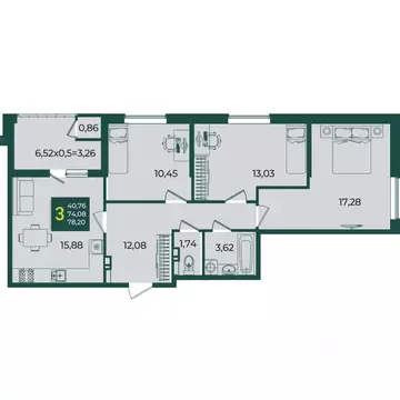 3-к кв. Краснодарский край, Краснодар Образцово мкр,  (78.2 м)