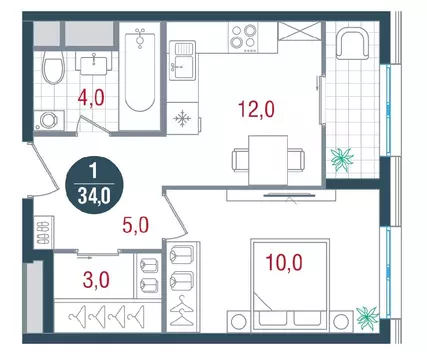 Продается 1-комнатная квартира