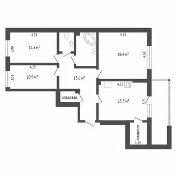 3-комнатная квартира: Омск, улица 70 лет Октября, 15/1 (80.4 м)