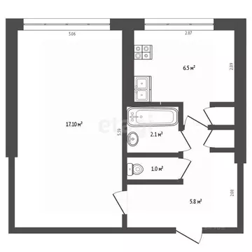 1-к кв. Мордовия, Саранск ул. Крылова, 59А (33.2 м)