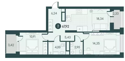 2-к кв. Курганская область, Курган Малиновые высоты жилой комплекс ...