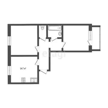 2-комнатная квартира: Тюмень, улица Мельникайте, 136к2 (69.6 м)