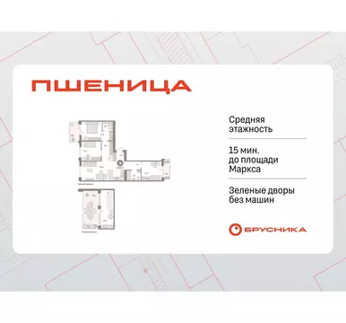 3-комнатная квартира: Новосибирский район, рабочий посёлок Краснообск, ...