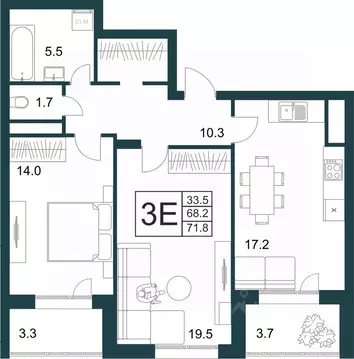 2-к кв. Липецкая область, Липецк Минская ул., 4Вк2 (71.8 м)