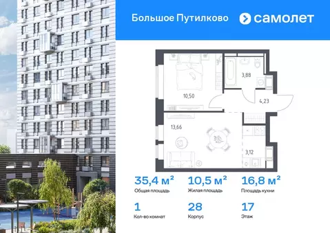 1-к кв. Московская область, Красногорск городской округ, Путилково пгт ...