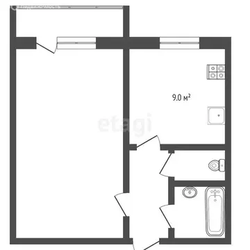 1-комнатная квартира: Тюмень, улица Московский Тракт, 102 (33.6 м)