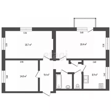 3-к кв. Вологодская область, Череповец ул. Бабушкина, 19 (75.0 м)