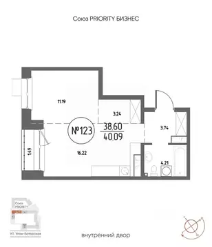1-к кв. Иркутская область, Иркутск Макс жилой комплекс (40.09 м)