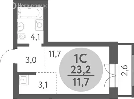 Квартира-студия: Новосибирск, 1-я Родниковая улица, 60/1 (21.9 м)