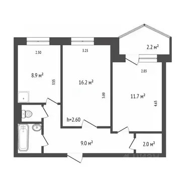 2-к кв. Красноярский край, Красноярск Верхняя ул., 5б (52.0 м)