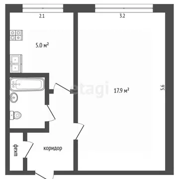1-к кв. Ярославская область, Ярославль Красноборская ул., 9А (30.8 м)