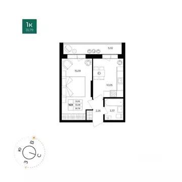 1-к кв. Ярославская область, Ярославль Северный жилрайон, 15-й мкр, 1 ...