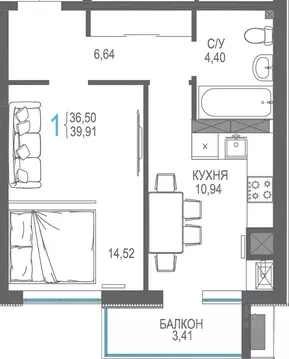 1-к кв. Крым, Симферопольский район, Гвардейское пгт, Республика жилой ...