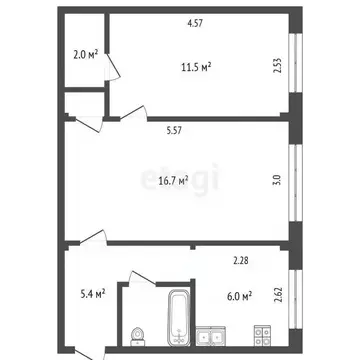 2-к кв. Архангельская область, Архангельск Ленинградский просп., 273к2 ...
