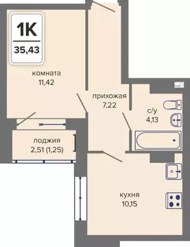 1-к кв. Пермский край, Пермь Гайва мкр,  (35.43 м)
