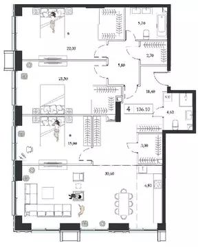 Продается 4-комнатная квартира