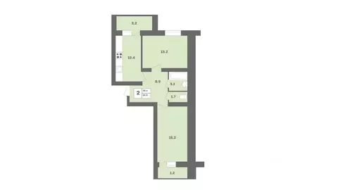 2-к кв. Башкортостан, Уфа Дагестанская ул., лит12 (55.9 м)