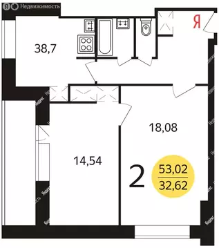 2-комнатная квартира: Москва, Кронштадтский бульвар, 45к1 (52 м)