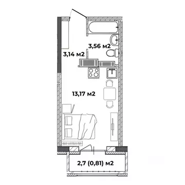 Студия Ярославская область, Ярославль ул. Старая Костромская, 4 (20.68 ...