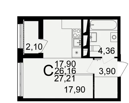 1-к кв. Тульская область, Тула пос. Горелки, Время жилой комплекс ...