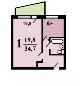 1-к кв. Москва ул. Маршала Захарова, 17К2 (34.7 м)