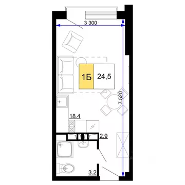 1-к кв. Краснодарский край, Анапа проезд Сосновый (24.5 м)