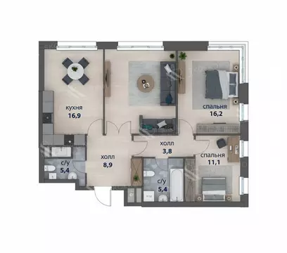 4-комнатная квартира: Москва, Шелепихинская набережная, 34к5 (85 м)