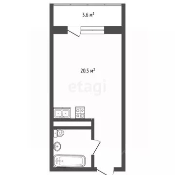 Студия Тюменская область, Тюмень ул. Тимофея Чаркова, 28 (20.5 м)