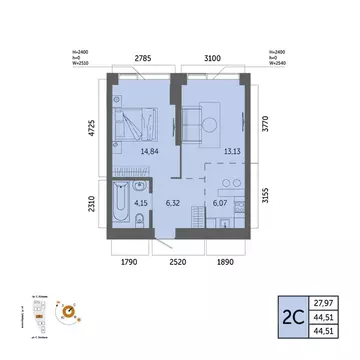 2-к кв. Башкортостан, Уфа Зеленая Роща жилрайон, Урбаника жилой ...