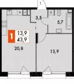 1-к кв. Москва Снежная ул., 20А (43.9 м)