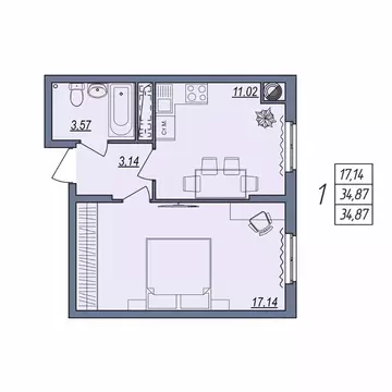 1-к кв. Волгоградская область, Волгоград ул. Тракторостроителей, 31/1 ...