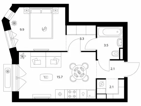 1-комнатная квартира: Москва, ЗАО, район Очаково-Матвеевское (36.6 м)
