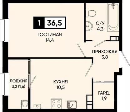 1-к кв. Ставропольский край, Кисловодск городской округ, пос. ...