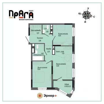 2-к кв. Удмуртия, Ижевск Комсомольская ул., 83 (62.76 м)