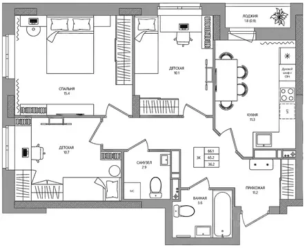 3-к кв. Пермский край, д. Кондратово ул. Водопроводная, 5 (66.1 м)
