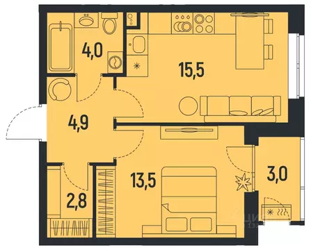1-к кв. Пермский край, Пермь Ераничи мкр,  (42.2 м)
