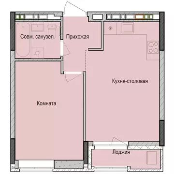 1-комнатная квартира: Казань, жилой район Седьмое Небо, ЖК Унай (41.6 ...