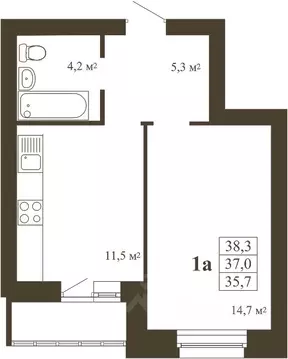 1-к кв. Тамбовская область, Тамбов Телецентр мкр,  (38.3 м)