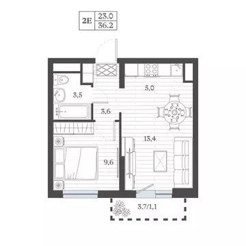 2-к кв. Дагестан, Дербент ул. Сальмана (36.24 м)