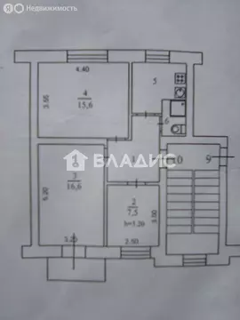 3-комнатная квартира: Иркутск, 1-я Московская улица, 33 (55.5 м)