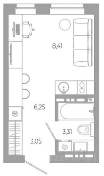 Студия Астраханская область, Астрахань Разум жилой комплекс (21.02 м)