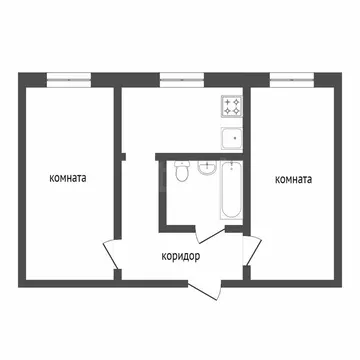 2-комнатная квартира: Ухта, Чибьюский переулок, 2 (45.1 м)