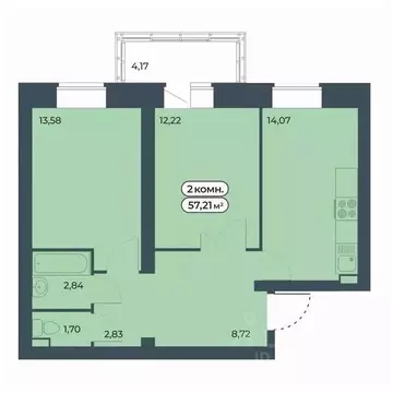 2-к кв. Красноярский край, Красноярск ул. Светлова, 12 (57.21 м)