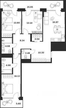 3-к кв. Тульская область, Тула ул. Болотникова, 4 (111.64 м)