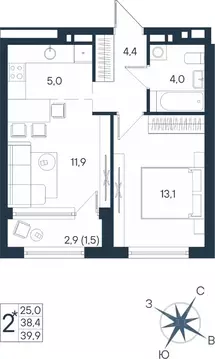 Студия Пермский край, Пермь ул. Космонавта Беляева, 17 (39.9 м)