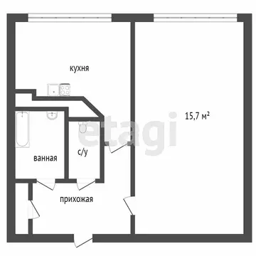 1-комнатная квартира: Санкт-Петербург, Народная улица, 5 (30.2 м)