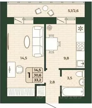 1-к кв. Самарская область, Волжский район, Смышляевка городское ...